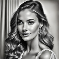 Naklejka premium Beautiful World Beauties in Pencil.(Generative AI)