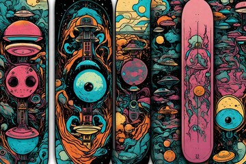 Fototapeta premium Skateboard deck designs with multi color design. 