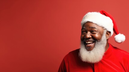 Happy Afro santa claus with copy space