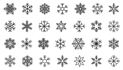 Foto op Aluminium Snowflake icon collection for winter holiday decoration. Set of snowflake icons. Christmas and New Year icon collection © stas111