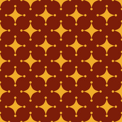 Seamless geometric pattern in art deco style with golden elements on red background. Vector print for fabric background	