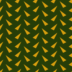 Seamless geometric pattern in art deco style with golden elements on green background. Vector print for fabric background	
