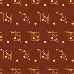 Seamless vintage geometric pattern. White flowers on dark red background. Vector texture. fashionable print for textiles, wallpaper and packaging.