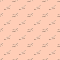 Seamless geometric pattern with hand drawn symbols on pink background. Vector print for fabric background, textile	