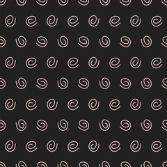 Seamless geometric pattern. Art deco style with white spirals. Vector background with hand drawn spirals