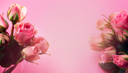 Pink Flowers on Pink Background for Mother's day with Copy Space