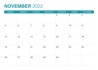 calendar November calendar start on sunday