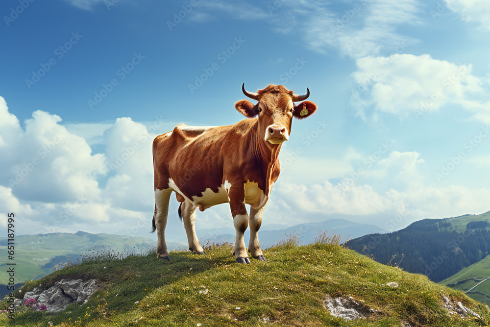 Wall mural Cow on the mountain