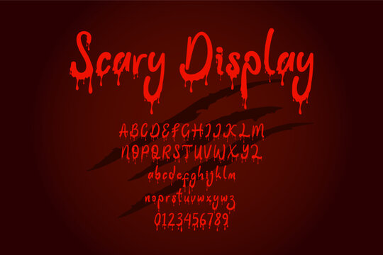 Bloody alphabet font vector scary terrible.