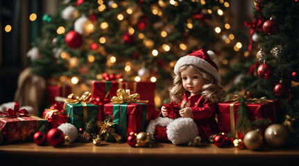 New Year gifts, Christmas decorations and toy doll