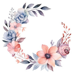 watercolour flower wreath with watercolour flower and leaves