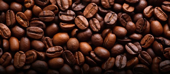 Fototapeta premium Texture of freshly roasted coffee beans