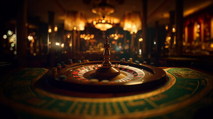 casino and roulette, casino chips, indoor on a table, gambling and games, abstract background
