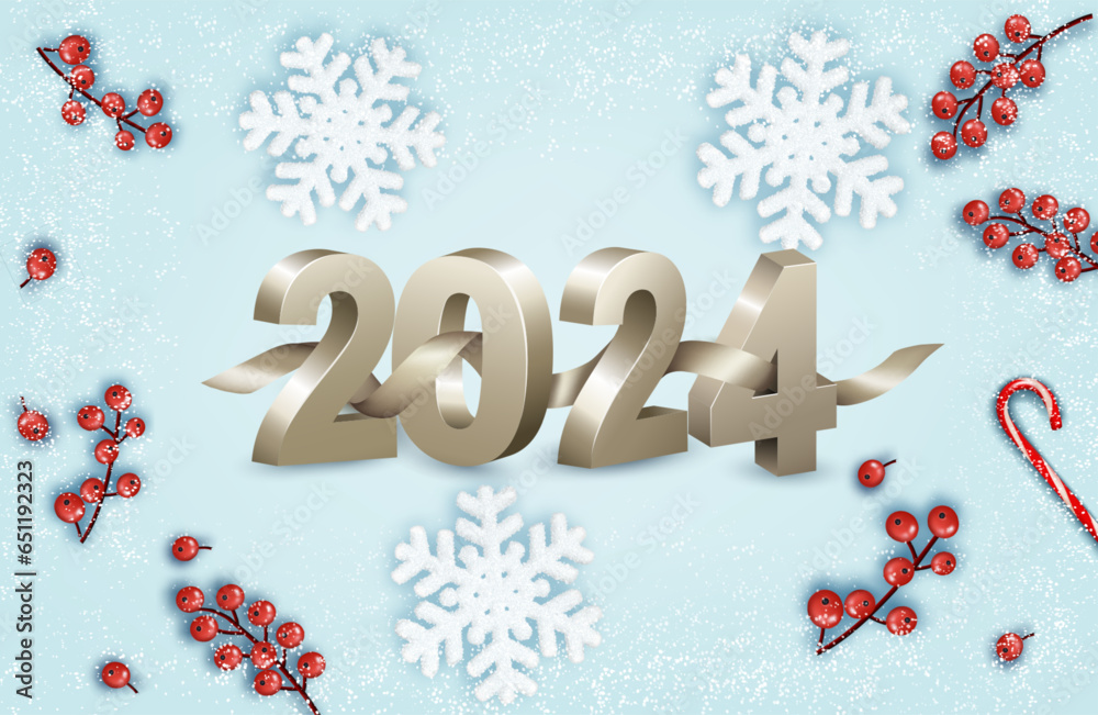 Aufkleber abstract holiday christmas background with snowflake фтв 2024 numbers. vector illustration
