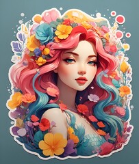 Fototapeta premium girl with flowers