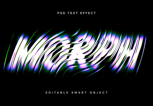 Colourful Wave Glass Distorted Text Effect Mockup 