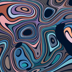 ABSTRACT ILLUSTRATION MARBLED TEXTURE LIQUIFY PSYCHEDELIC PASTEL COLORFUL DESIGN. OPTICAL ILLUSION BACKGROUND VECTOR DESIGN
