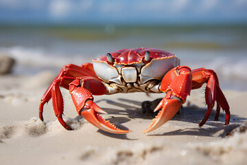 a crab on the beach daylight closeup