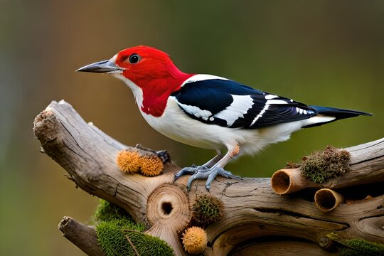 red headed woodpecker on branch