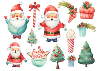 Watercolor Christmas Clipart. Christmas watercolor set