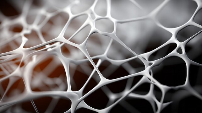 A delicate web of white threads creates an abstract and dreamlike image that captures the beauty and fragility of life