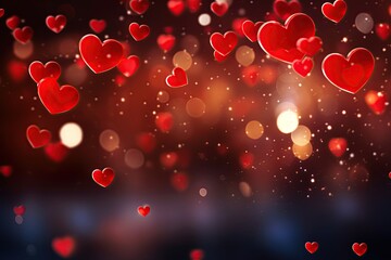Obraz premium Heart background. Valentines Day background full of red hearts. Love and romance. Generative Ai