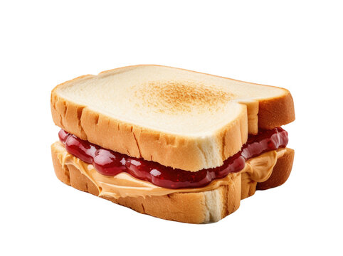 Peanut Butter and Jelly Sandwich Isolated on a Transparent Background 