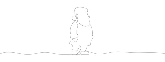 One continuous drawn a single line Doodle character Santa Claus. Concept line art holiday for Christmas and New Year. Silhouette of Santa Claus.