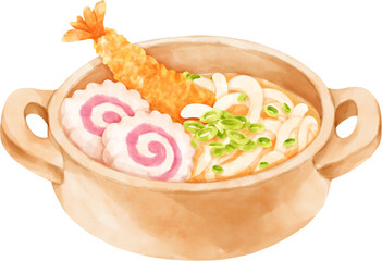Watercolor Cute Japanese Food Udon