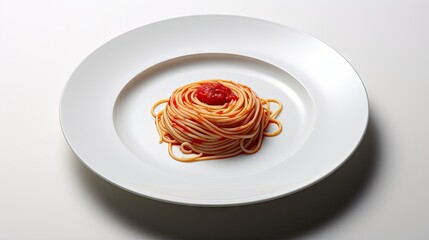 Obraz na płótnie Canvas a white plate with a spaghetti dish on top of it. generative ai