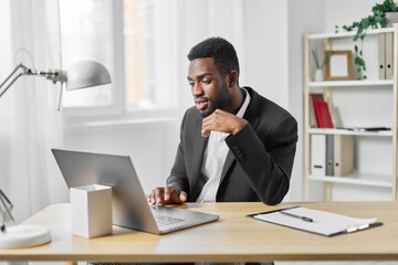 online man freelancer student american laptop african office employee education job computer