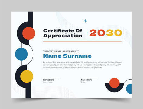 Creative certificate template with clean and modern pattern, award diploma design template, red certificate