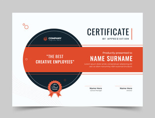 Blue certificate of appreciation template, Clean modern certificate with a badge, Certificate vector template