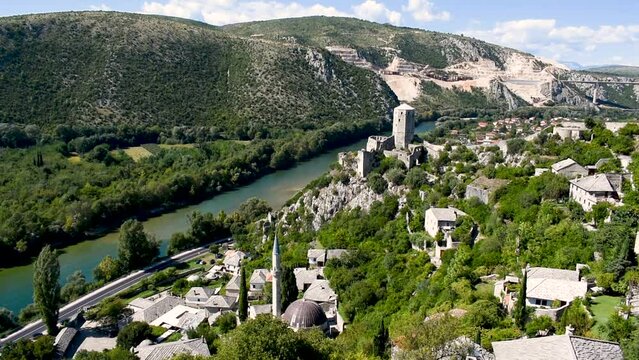 Historic village Počitelj near town of Čapljina, on Neretva riverbank