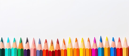 Crayons on a isolated pastel background Copy space