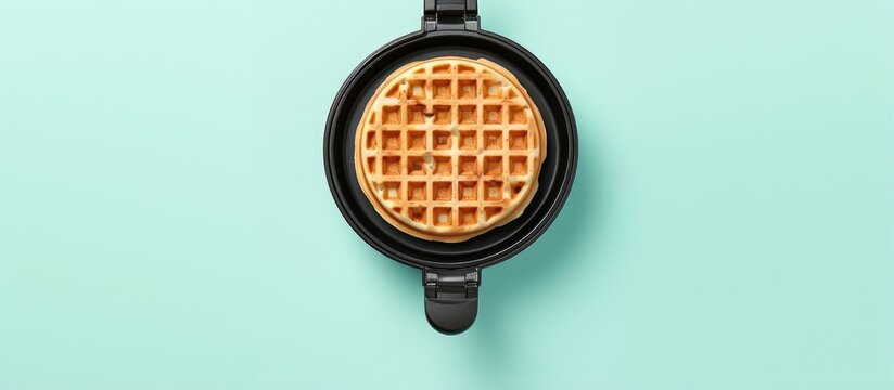 Electric waffle bowl maker black isolated in isolated pastel background Copy space