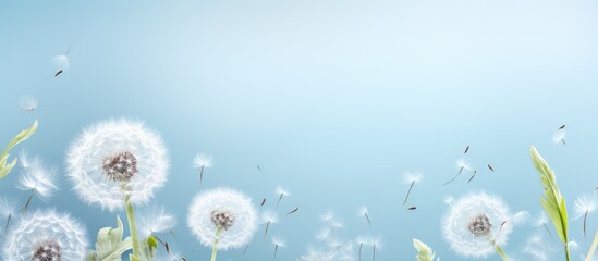 Dandelion flower isolated on a isolated pastel background Copy space Closeup for design