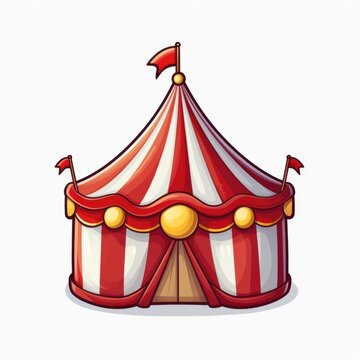 A circus tent on a white background. Digital art.