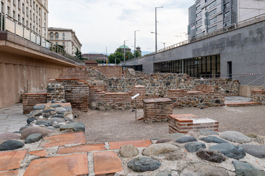 Sofia city center Roman ruin at Serdika metro station, Bulgaria .