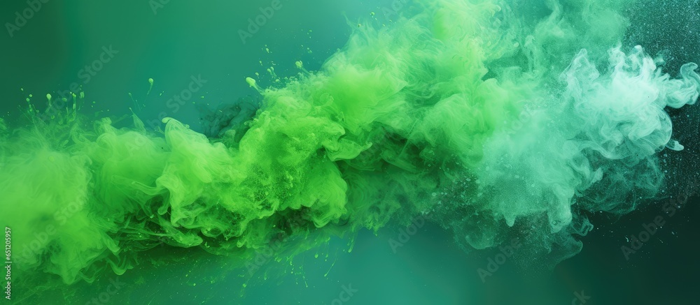Poster Freezing motion of colorful powder exploding on a isolated pastel background Copy space creates an abstract and vibrant texture