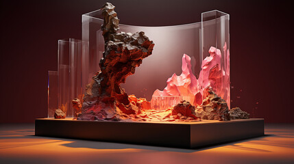 3D Stage Podium Products and Surrealism Trend with Dramatic Atmosphere
