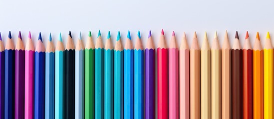 colorful office decor with pencil crayon style isolated pastel background Copy space