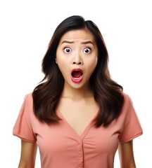 Asian woman with a shocked expression. Great for articles on lifestyle, comedy, shock, surprise, book covers and more. 