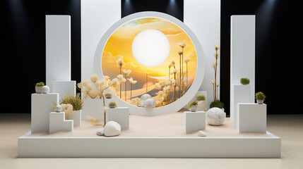Miniature Landscape and Nature World Decorated on 3D Podium Stage Product