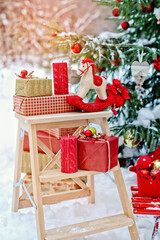  Christmas decorations outside in a snowy forest
