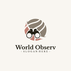 Fototapeta premium World Mission logo design vector. Globe and binocular symbol template.