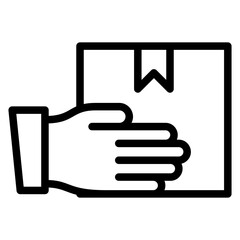 Courier. Included in Delivery Outline Icon. A simplified and stylized graphical representation of a package delivery concept, typically used in digital design, icons, or signage.