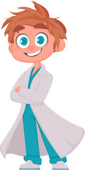 There is a guy who is nice and attractive, and he dresses as a doctor. Vector Illustration.