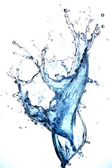 Water splash isolated on white background. Ai generated.