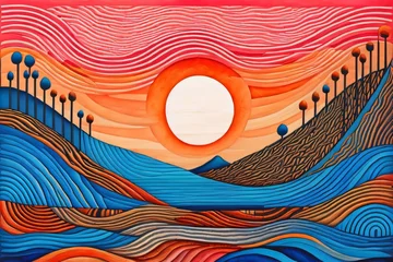 Photo sur Plexiglas Orange Abstract painting of colorful natural landscapes made with Generative AI